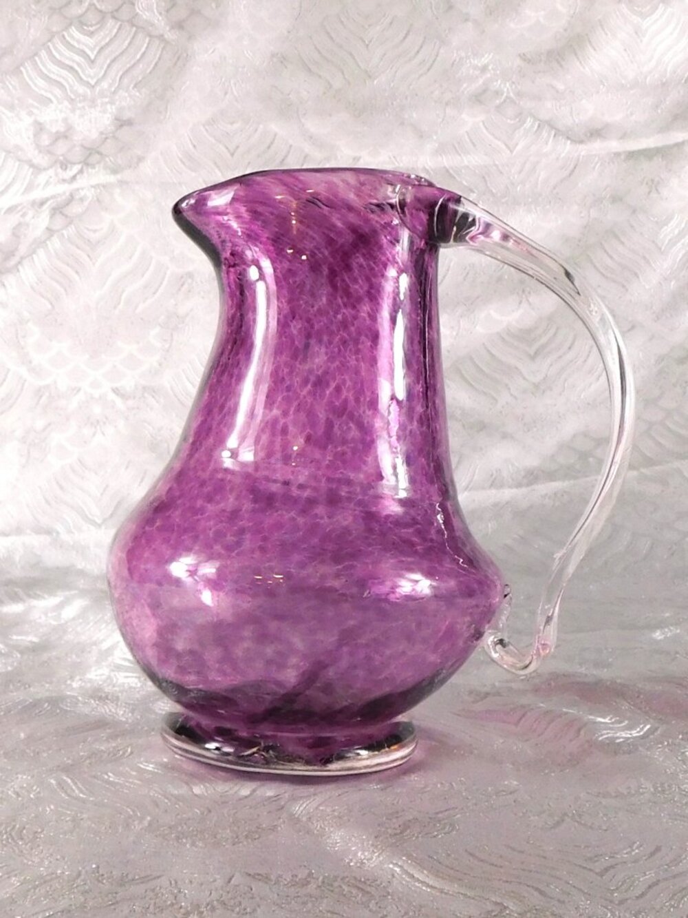 Pink Speckled Glass Pitcher # 25429